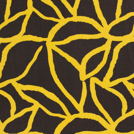 Viscose twill bruin met geel abstract patroon